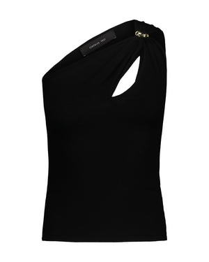 ONE-SHOULDER VSCOSA TOP WITH BLACK JEWEL