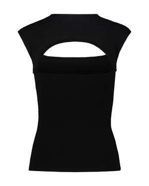 TOP VISCOSA CON GIOIELLO NERO