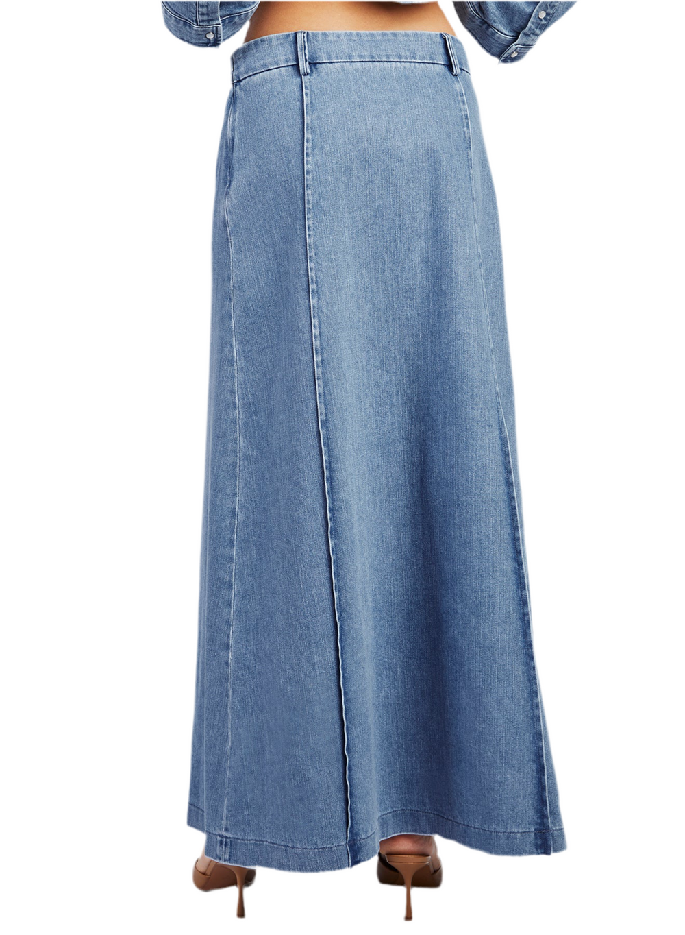 LONG LIGHT BLUE DENIM SKIRT