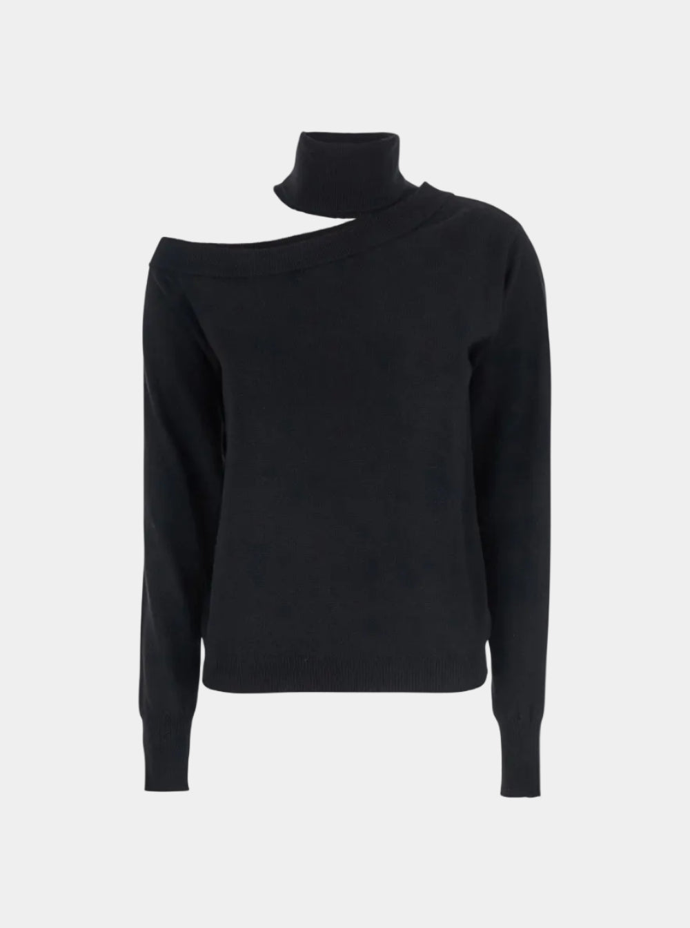 MAGLIA SCOLLATA MISTO CASHMERE CON COLLO STACCATO