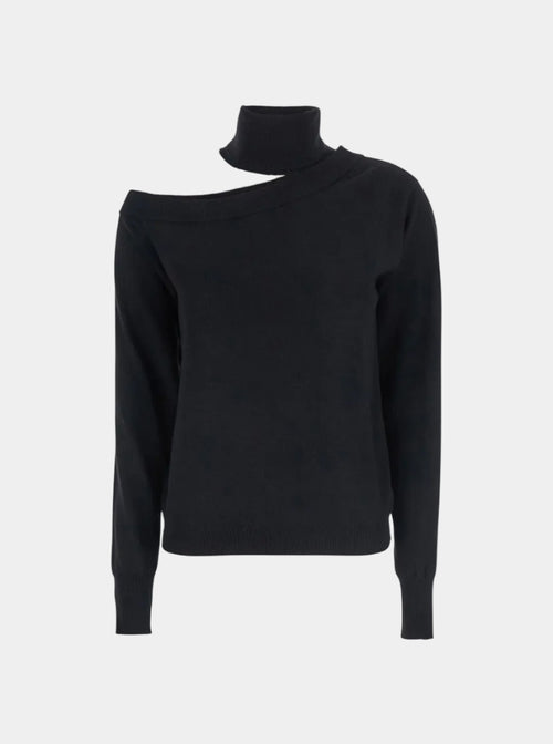 PULL DÉCOLLETÉ EN MÉLANGE CACHEMIRE AVEC COL AMOVIBLE