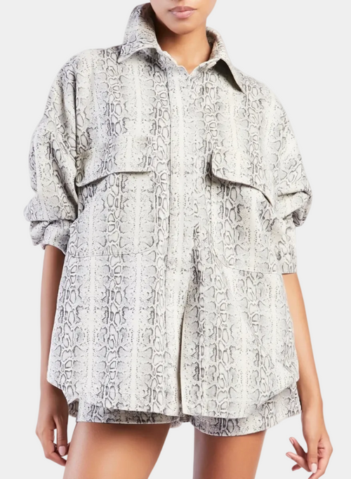 GIACCA CAMICIA DENIM PITONATO SABBIA