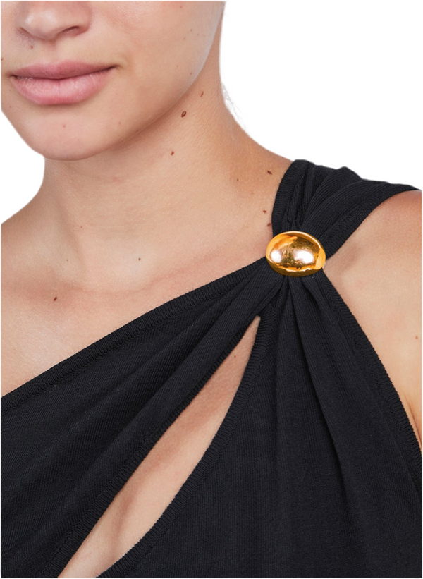 ONE-SHOULDER VSCOSA TOP WITH BLACK JEWEL