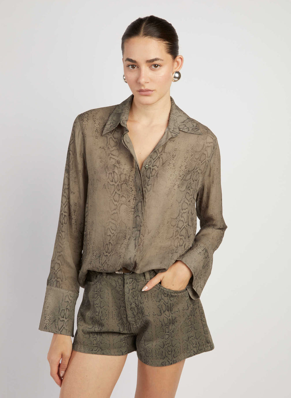 CAMICIA CLASSICA IN GEORGETTE STAMPA PITONE