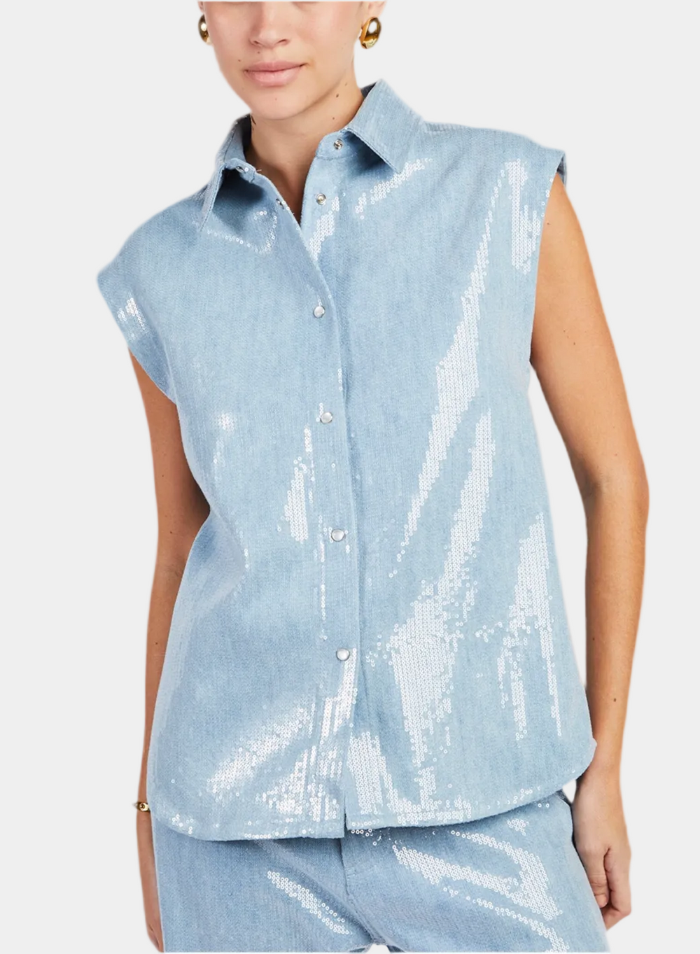 SEQUINED DENIM SHIRT