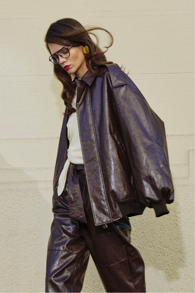 BOMBER PELLE METALLO