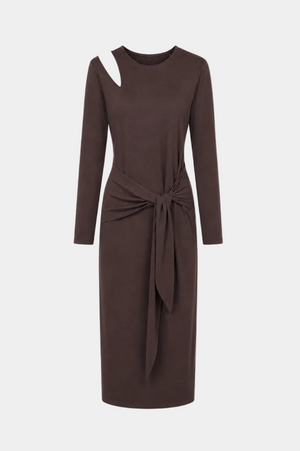 ABITO MIDI SPALLA CUT OFF IN VISCOSA