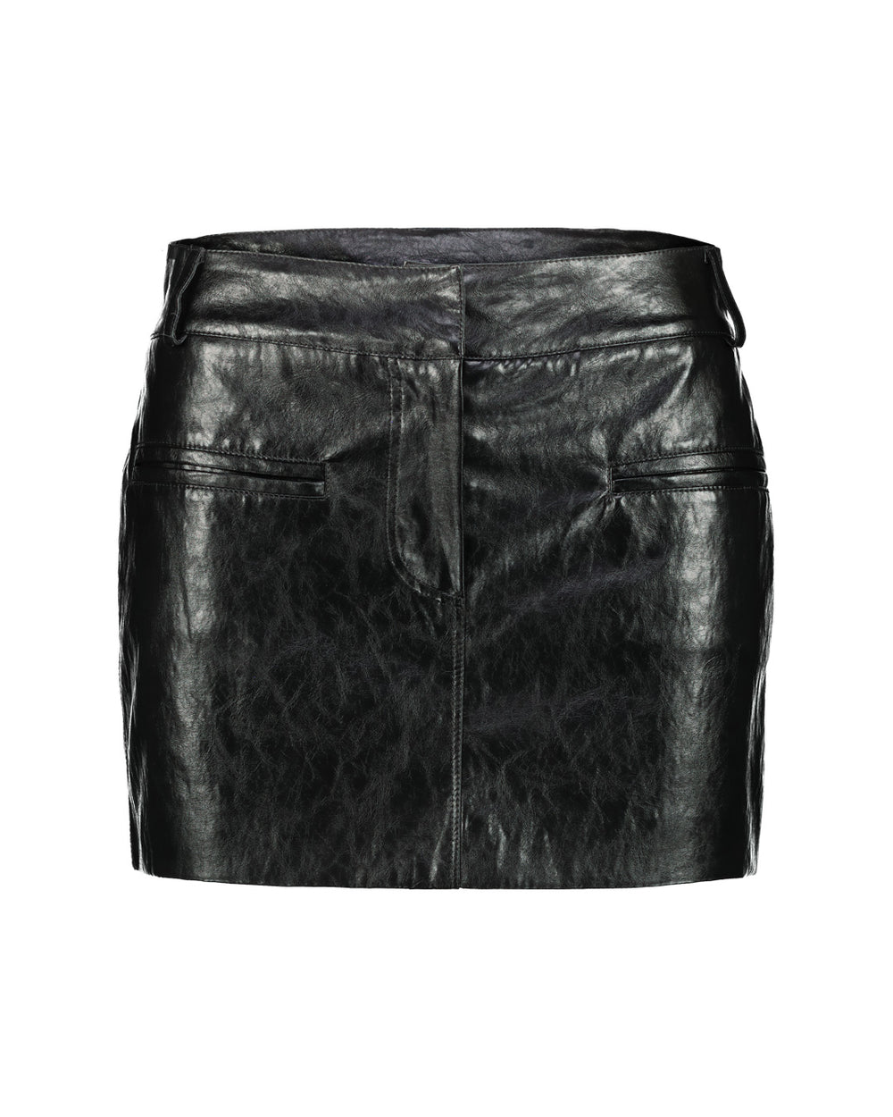 METALLIC LEATHER MINI SKIRT