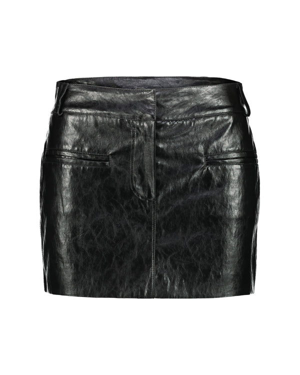 METALLIC LEATHER MINI SKIRT