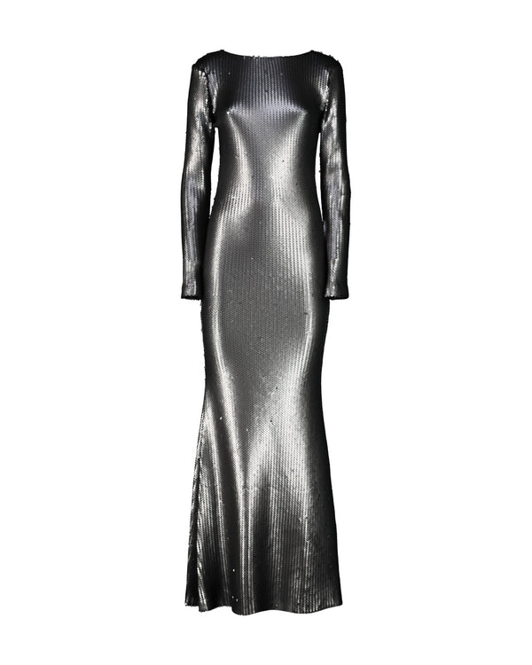 LONG DRESS WITH PAILETTES AND SCALES