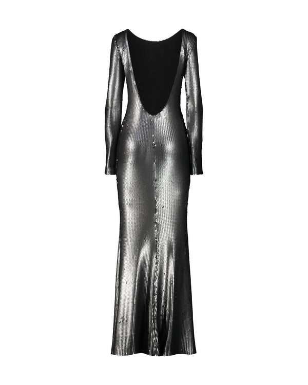 LONG DRESS WITH PAILETTES AND SCALES