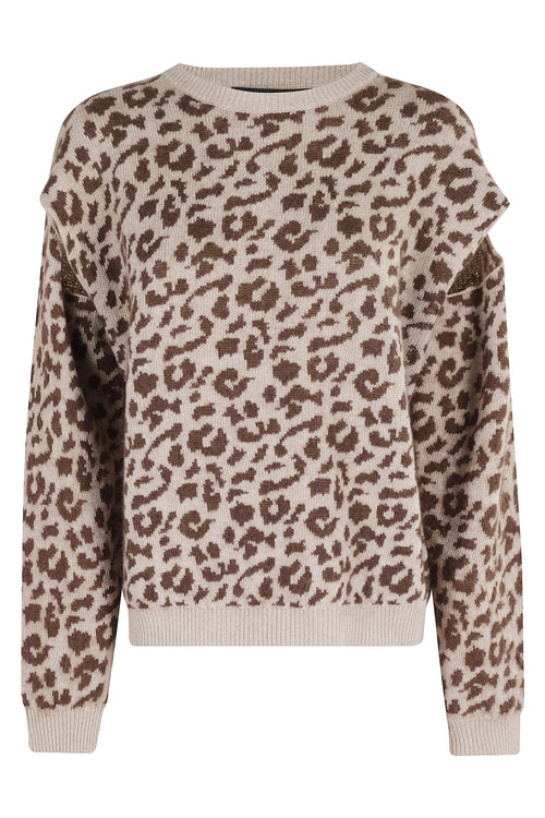 SPOTTED CUT CREW NECK SWEATER