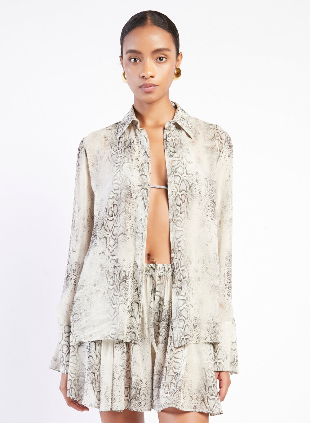 CAMICIA CLASSICA IN GEORGETTE STAMPA PITONE