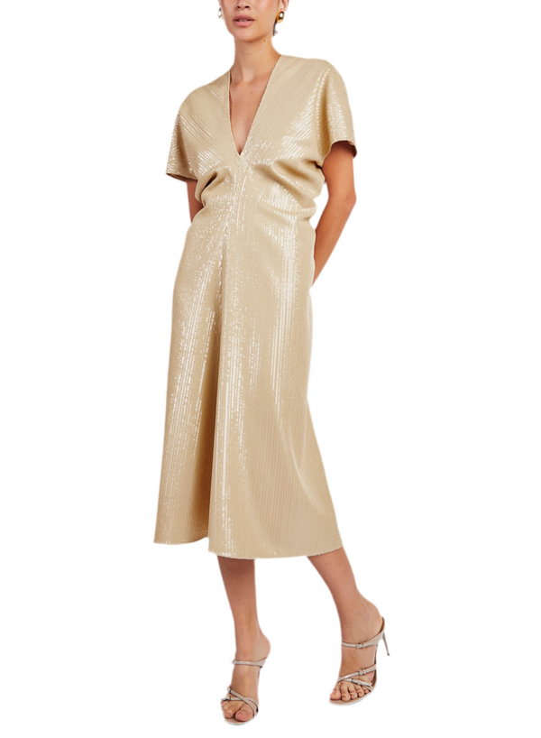 BIASED RAFFIA SEQUINED DRESS