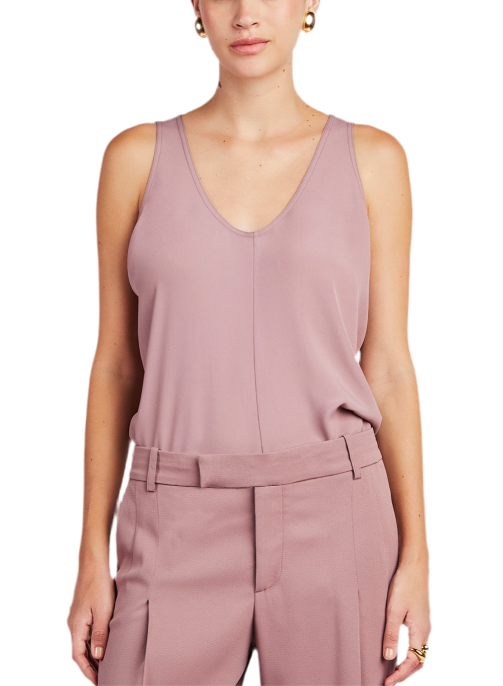 CANOTTA SBIECA CREPE DE CHINE BOIS DE ROSE