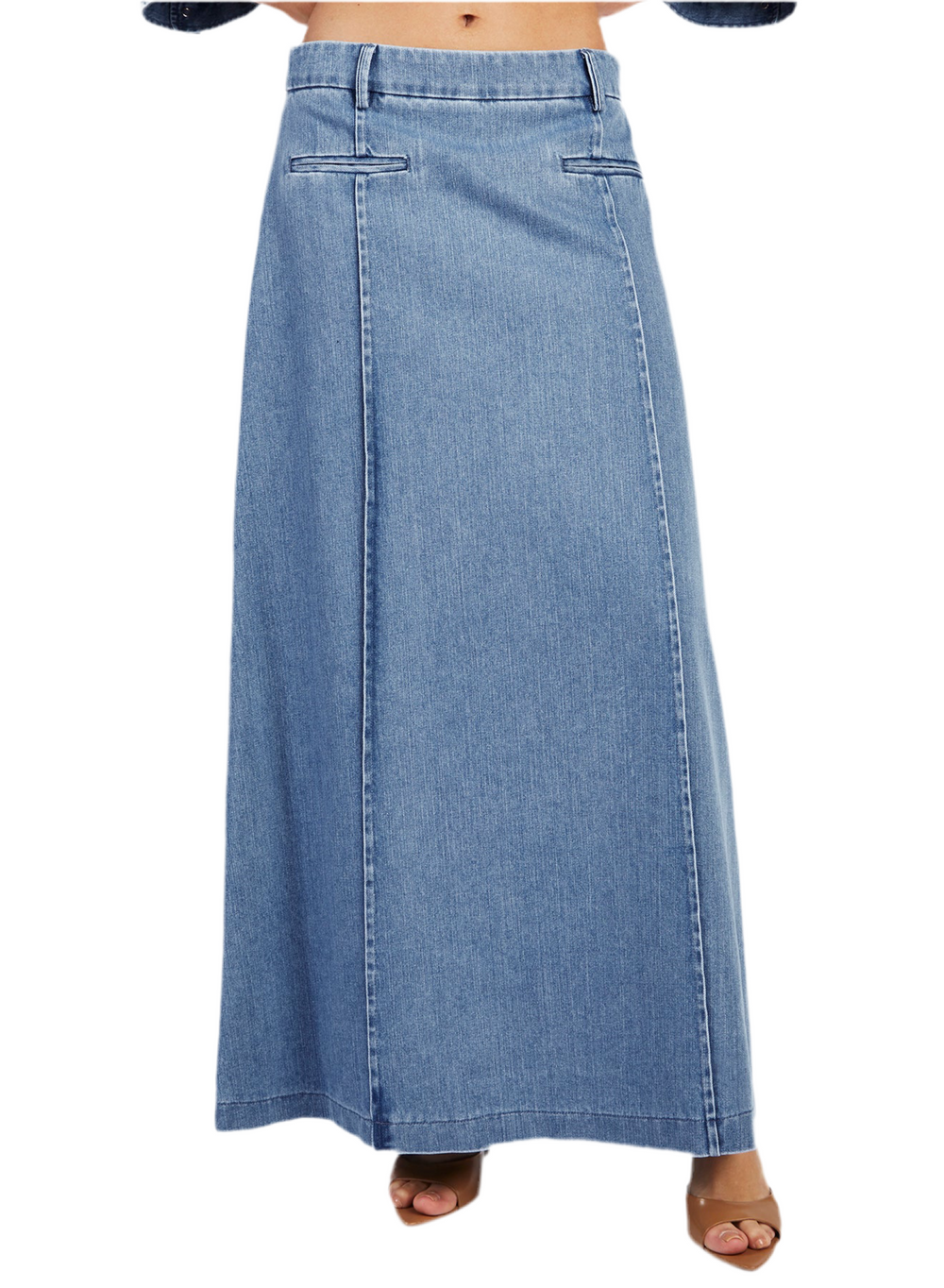 LONG LIGHT BLUE DENIM SKIRT