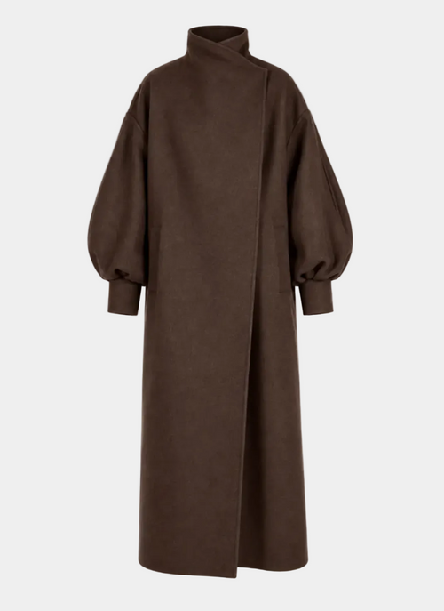CAPPOTTO LUNGO CASHMERE MANICHE BALLOON MORO