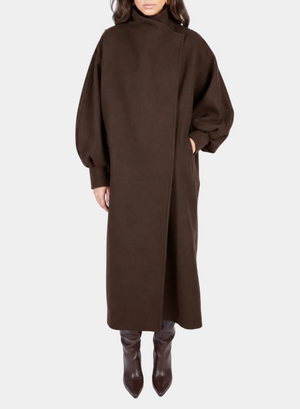 CAPPOTTO LUNGO CASHMERE MANICHE BALLOON MORO