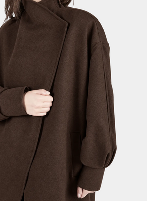 CAPPOTTO LUNGO CASHMERE MANICHE BALLOON MORO