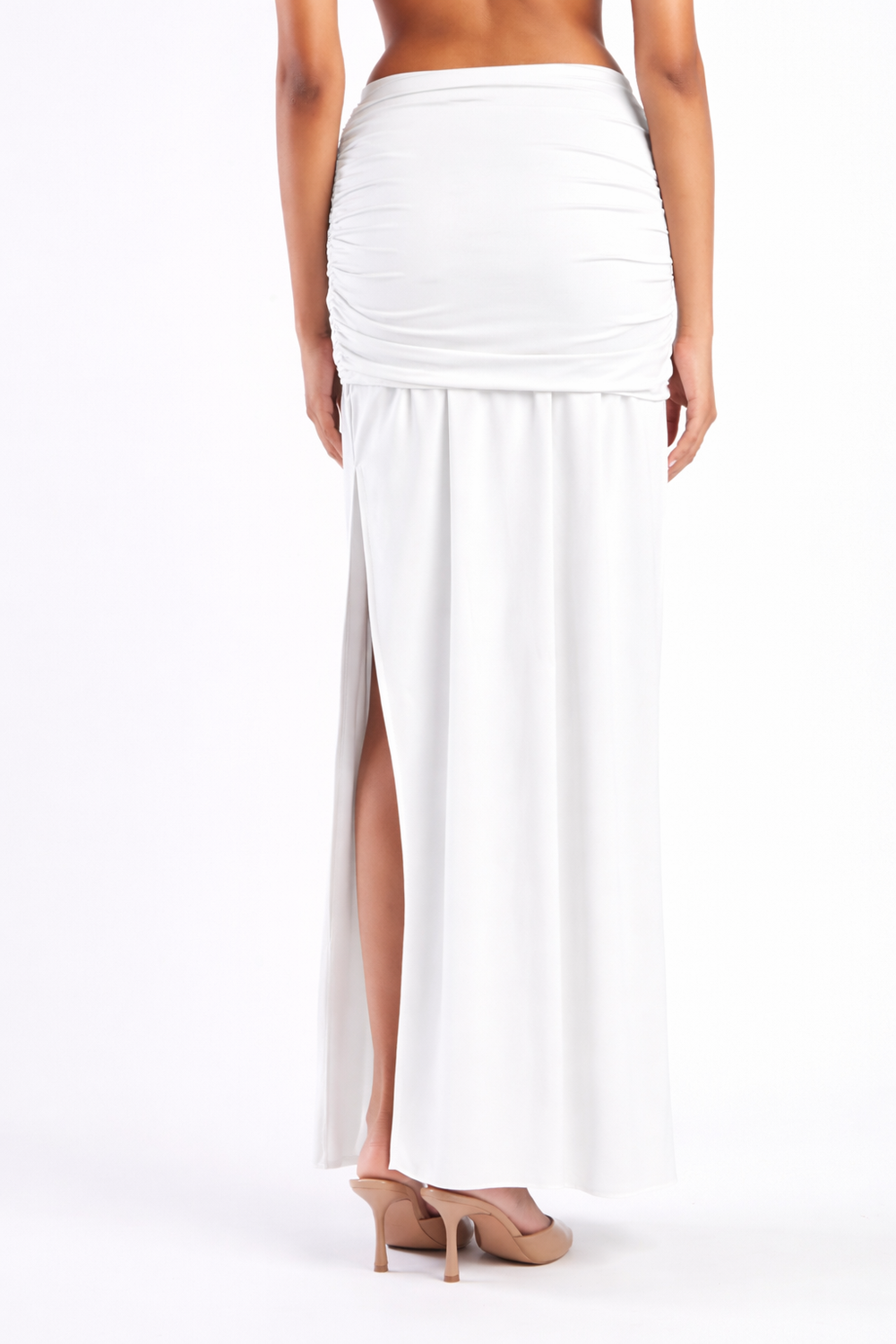 GONNA PAREO LUNGA CON DRAPPEGGIO BIANCO