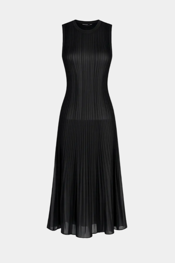ROBE LONGUE COL ROND ÉPAULES LARGES