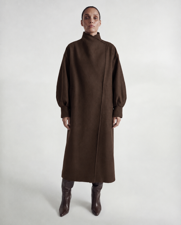 CAPPOTTO LUNGO CASHMERE MANICHE BALLOON MORO