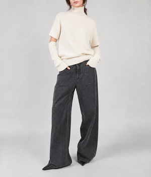 MAGLIA COLLO ALTO CON MANICOTTI