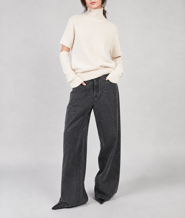 MAGLIA COLLO ALTO CON MANICOTTI