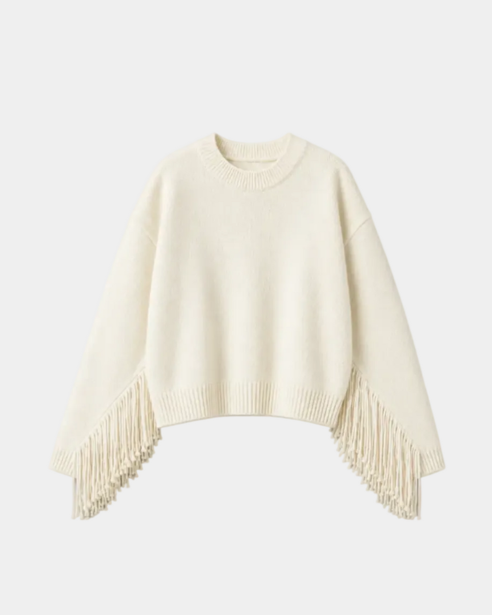 MAGLIA GIROCOLLO CON FRANGE