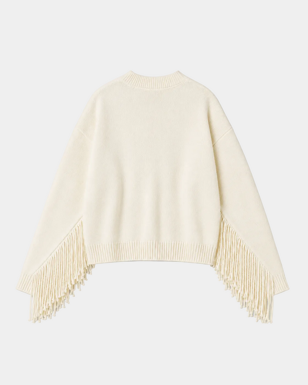 MAGLIA GIROCOLLO CON FRANGE