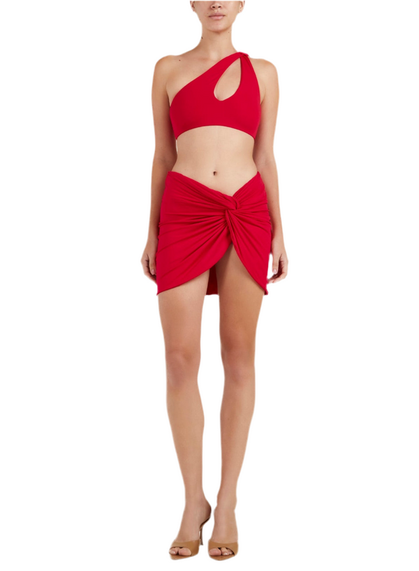 RED SHORT SKIRT COVER-UP