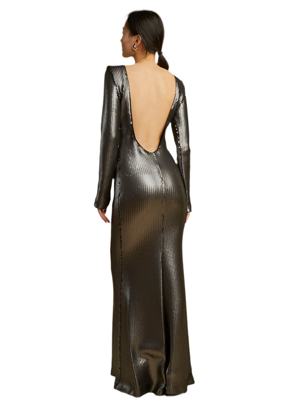 LONG DRESS WITH PAILETTES AND SCALES