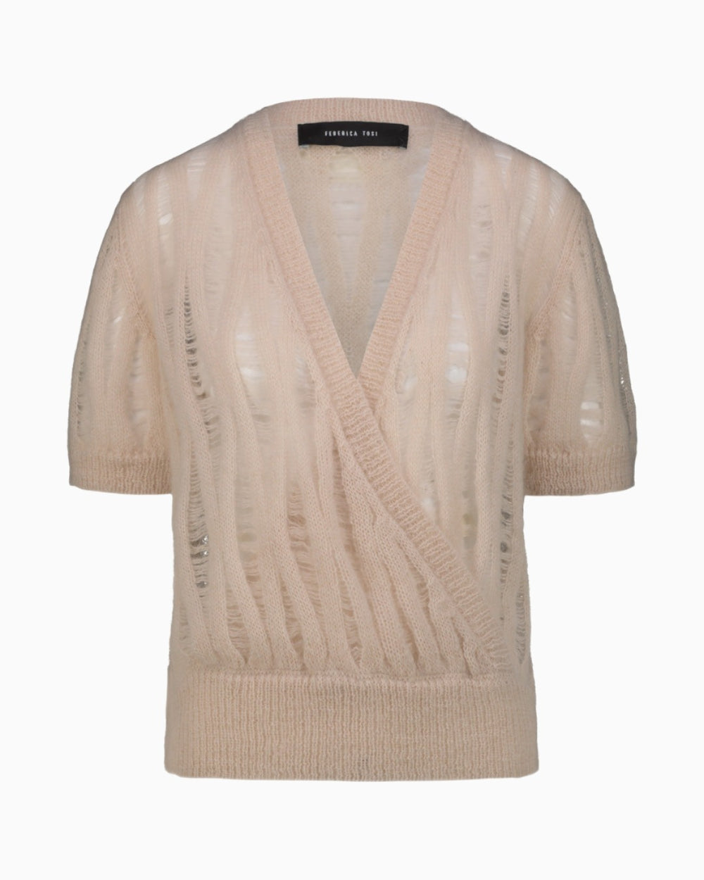 IVORY MOHAIR CROSSOVER SWEATER