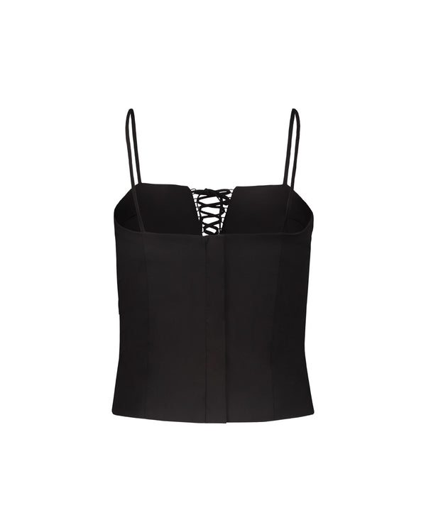 TOP STRINGATO POPELINE NERO
