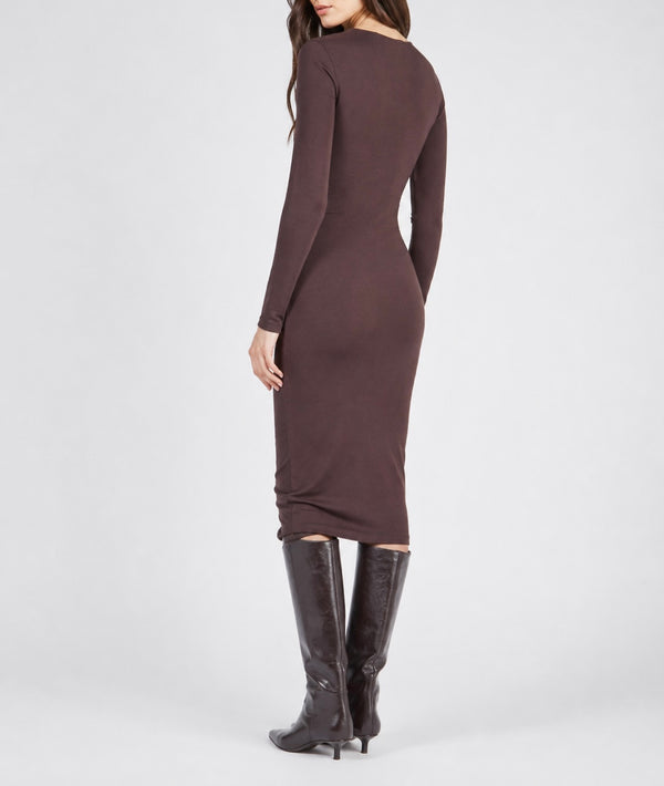 ABITO MIDI SPALLA CUT OFF IN VISCOSA