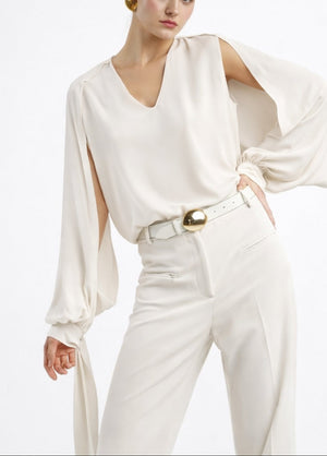 BLUSA CAPPA MISTO SETA CON SCIARPINA E LACCI