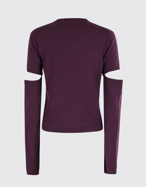 CREW NECK MANICHE CUT OFF MISTO CASHMERE