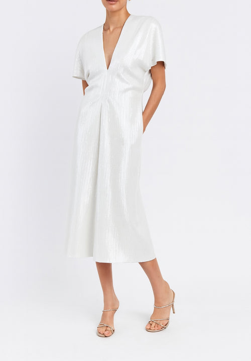 BIASED RAFFIA SEQUINED DRESS