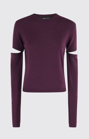 CREW NECK MANICHE CUT OFF MISTO CASHMERE