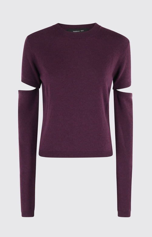 CREW NECK MANICHE CUT OFF MISTO CASHMERE