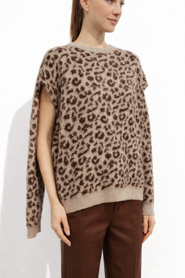 SPOTTED CUT CREW NECK SWEATER