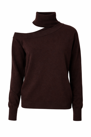 MAGLIA SCOLLATA MISTO CASHMERE CON COLLO STACCATO