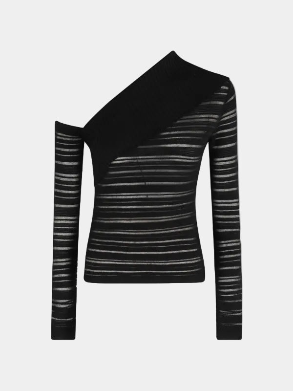 MAGLIA MONOSPALLA VISCOSA CON TRASPARENZE