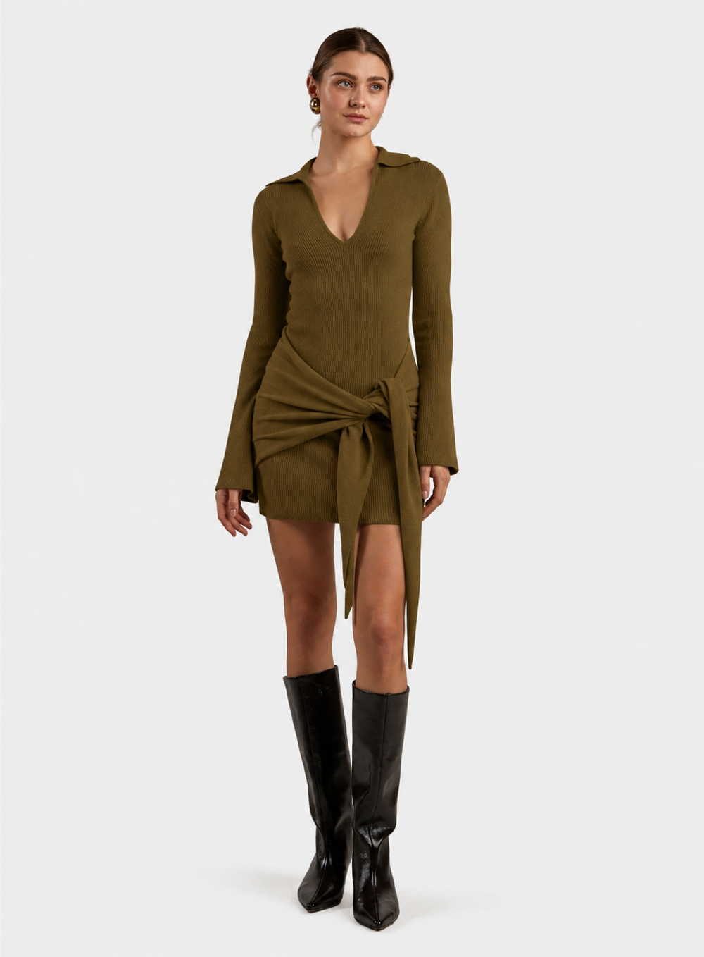 ROBE COURTE MÉTISSE CACHEMIRE AVEC NŒUD