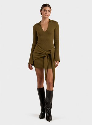 ABITO CORTO MISTO CASHMERE CON NODO