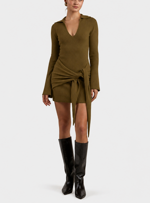 ABITO CORTO MISTO CASHMERE CON NODO