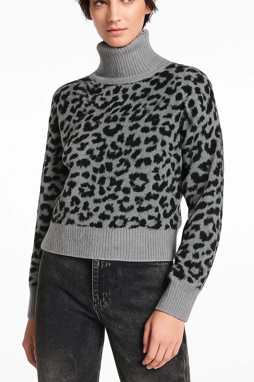 SPOTTED HIGH NECK SWEATER