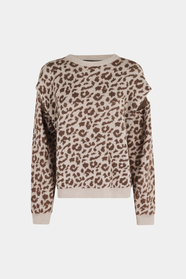 SPOTTED CUT CREW NECK SWEATER