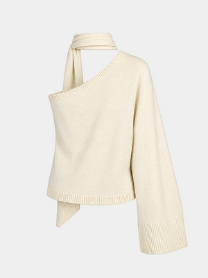 MAGLIA MONOSPALLA CASHMERE CON SCIARPINA