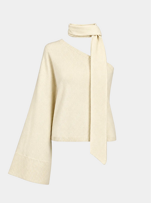 MAGLIA MONOSPALLA CASHMERE CON SCIARPINA